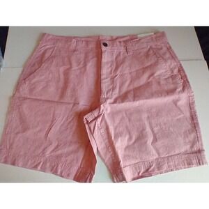 St Johns Bay Men Linen Blend Shorts 38 Pink Flat Front Chino